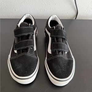Vans Kids Black and White Velcro Sneakers